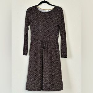 Boden Abigail Jersey dress 6 black with dots long sleeve